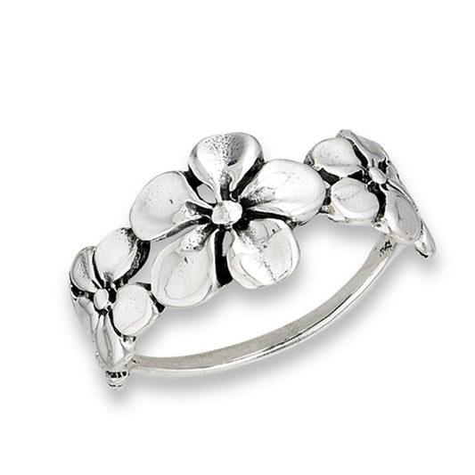 Tropical Flower Plumeria Filigree Ring New .925 Sterling Silver Band Sizes 5-9