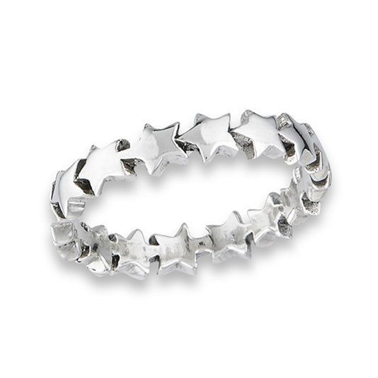 Eternity Star Stackable Fashion Ring New .925 Sterling Silver Band Sizes 7-10