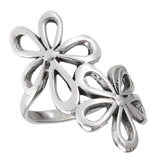 Oxidized Filigree Flower Daisy Wide Ring New 925 Sterling Silver Band Sizes 6-9