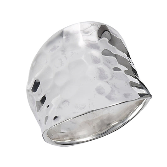 Concave Hammered Wide Fashion Large Ring New 925 Sterling Silver Band Sizes 5-10