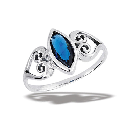 Marquise Blue Topaz CZ Celtic Heart Ring New .925 Sterling Silver Band Sizes 6-9