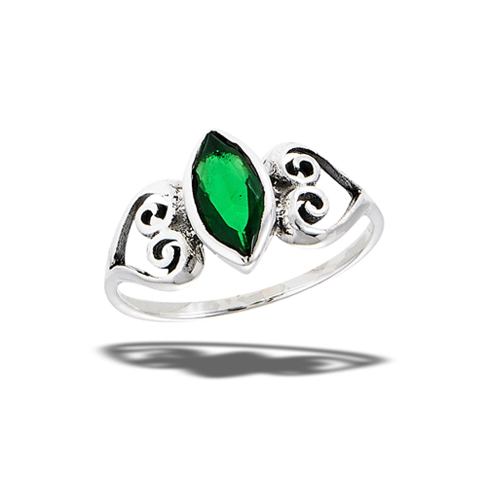 Celtic Heart Emerald CZ Promise Ring New .925 Sterling Silver Band Sizes 6-9