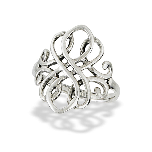 Filigree Flourish Swirl Ring New .925 Sterling Silver Band Sizes 6-10