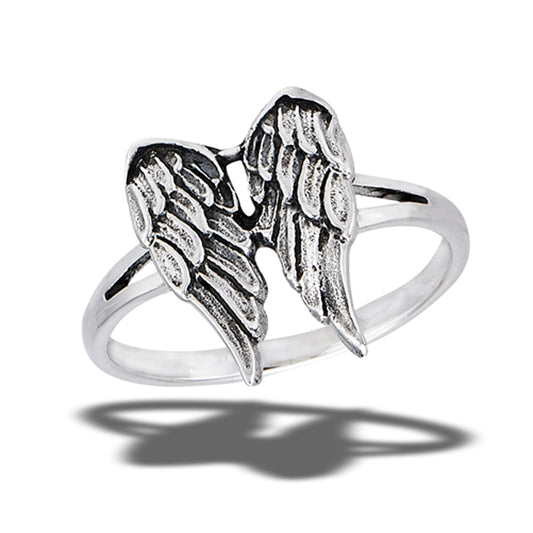 Realistic Angel Wing Ring New .925 Sterling Silver Band Sizes 5-9