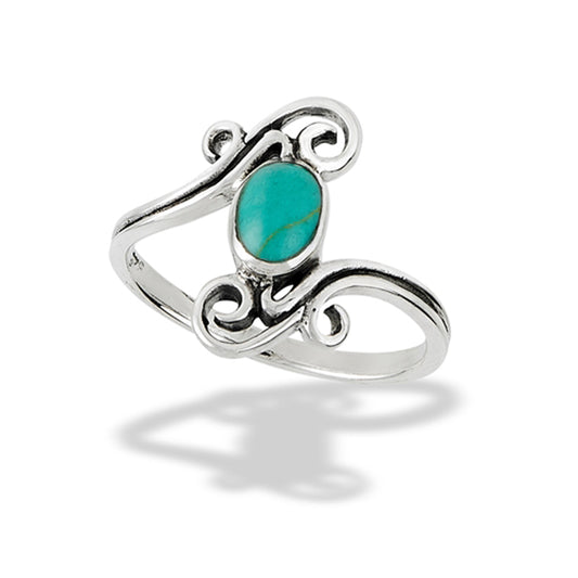 Celtic Swirl Turquoise Beautiful Ring New .925 Sterling Silver Band Sizes 6-9