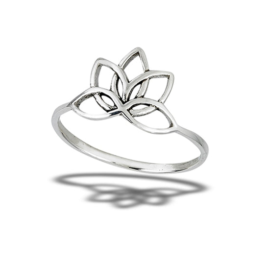 Intricate Lotus Flower Outline Ring New .925 Sterling Silver Band Sizes 5-10