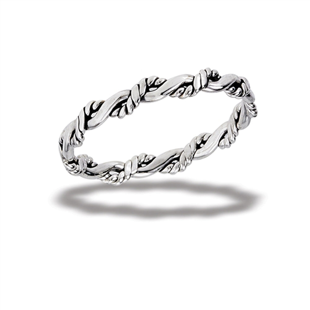 Interwoven Rope Twist Knot Braided Ring New .925 Sterling Silver Band Sizes 4-9