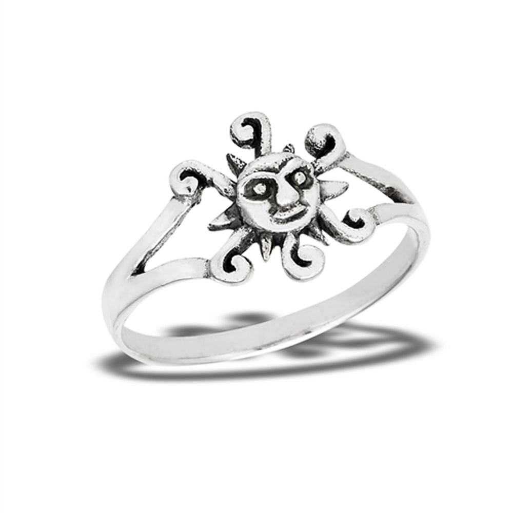 Sun Face Filigree Sunburst Swirl Ring New .925 Sterling Silver Band Sizes 5-9