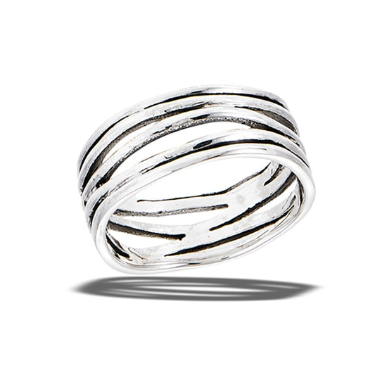 Modern Line Stack Fashion Designer Ring New .925 Sterling Silver Band Sizes 6-9