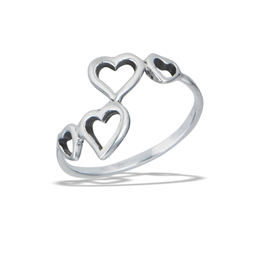 Heart Wrap Love Bunch of Hearts Ring New .925 Sterling Silver Band Sizes 4-8