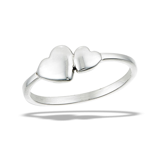 High Polish Loving Hearts True Love Ring New .925 Sterling Silver Band Sizes 5-9