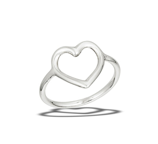 Classic Love Open Heart Promise Ring New .925 Sterling Silver Band Sizes 5-9