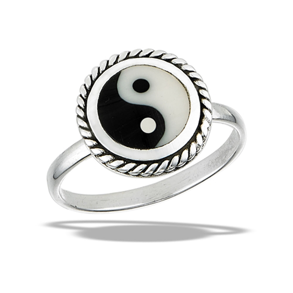 Classic Yin Yang Rope Fashion Bali Ring New .925 Sterling Silver Band Sizes 6-10