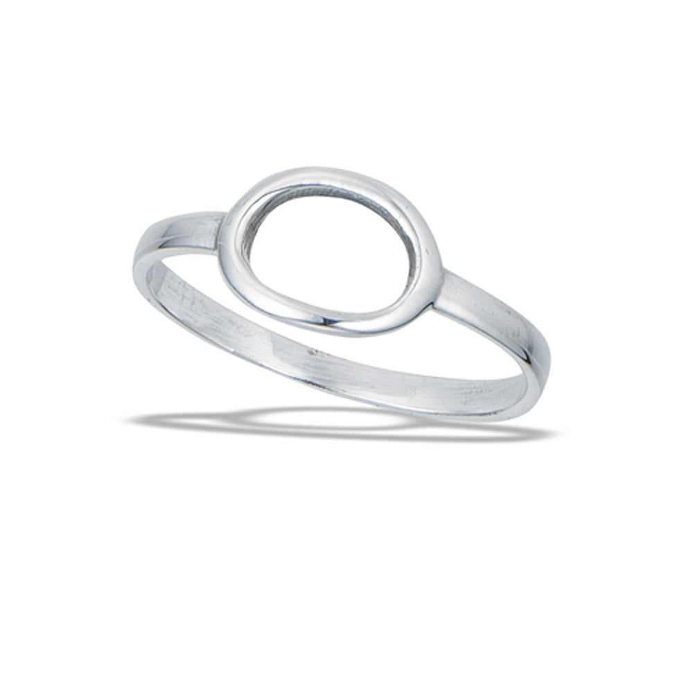 Geometric Orgasm Modern Open Oval Ring New .925 Sterling Silver Band Sizes 4-9