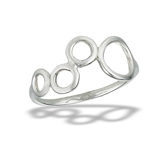 Modern Open Circles Geometric Harmony Ring .925 Sterling Silver Band Sizes 6-10