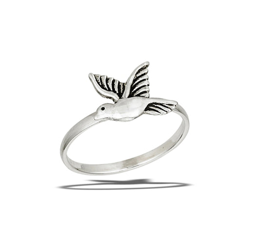 Flying Dove Peace Bird Animal Freedom Ring .925 Sterling Silver Band Sizes 5-9