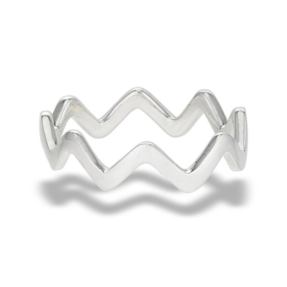 Modern Zig Zag Stacking Fashion Ring New .925 Sterling Silver Band Sizes 5-10