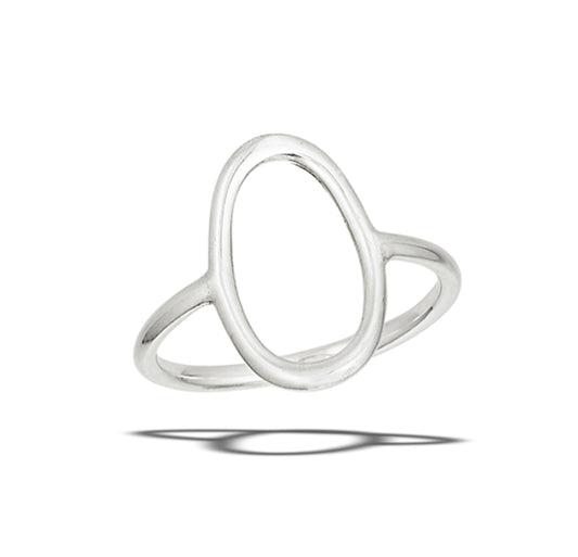 Modern Geometric Open Oval Ring New .925 Sterling Silver Band Sizes 6-10