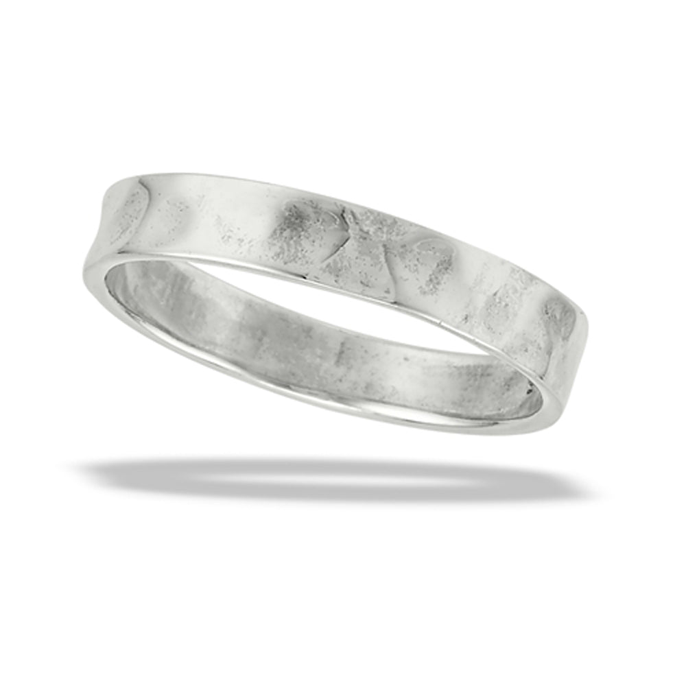 Flat Hammered Wedding Love Ring New .925 Sterling Silver Band Sizes 5-10