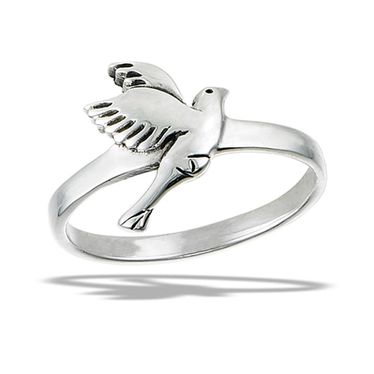 Flying Dove Peace Freedom Love Ring New .925 Sterling Silver Band Sizes 6-10