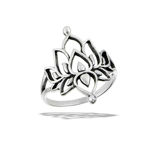 Ornate Double Lotus Meditation Ring New .925 Sterling Silver Band Sizes 6-10