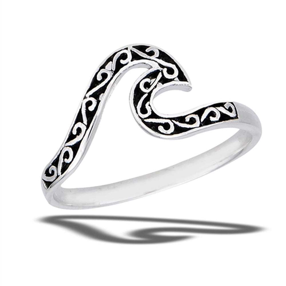 Swirl Wave Fashion Ocean Beach Ring New .925 Sterling Silver Band Sizes 5-9