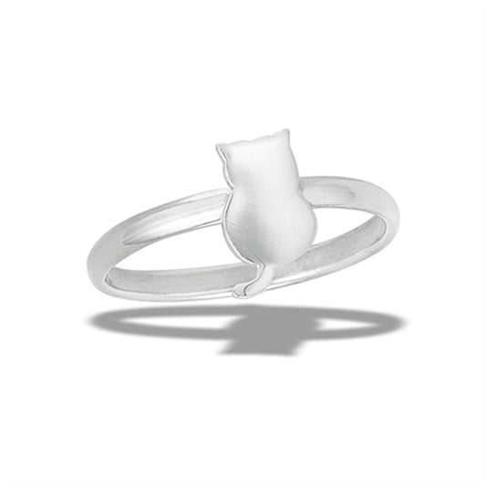 Pussy Cat Kitten High Polish Cute Ring New .925 Sterling Silver Band Sizes 4-8