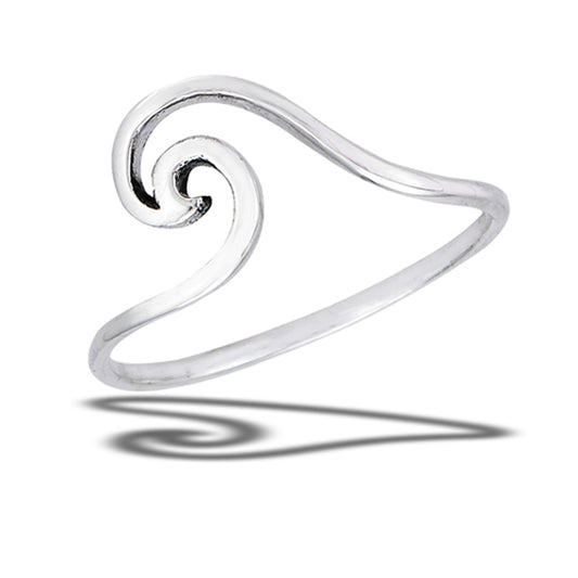 Ocean Wave Curl Surfer Beautiful Ring New .925 Sterling Silver Band Sizes 5-9