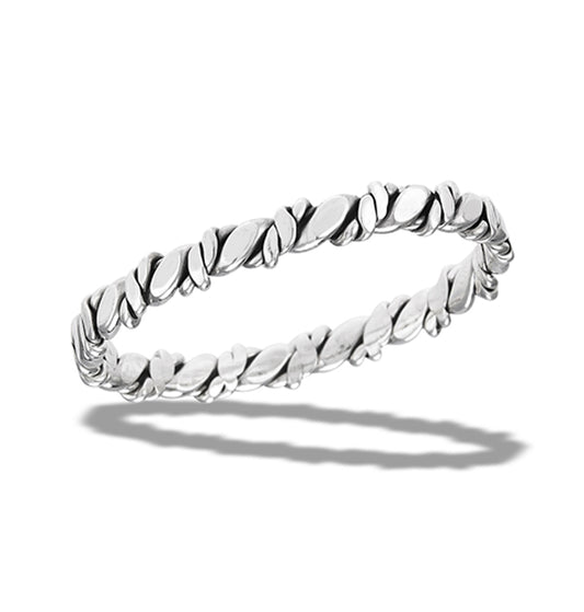 Braided Rope Twist Bali Beautiful Ring New .925 Sterling Silver Band Sizes 4-9