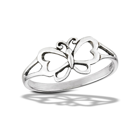 Classic Butterfly Outline Love Ring New .925 Sterling Silver Band Sizes 5-9