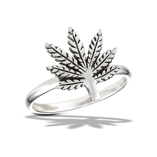 Marijuana Cannabis Pot Leaf Wholesale Ring .925 Sterling Silver Band Sizes 6-10