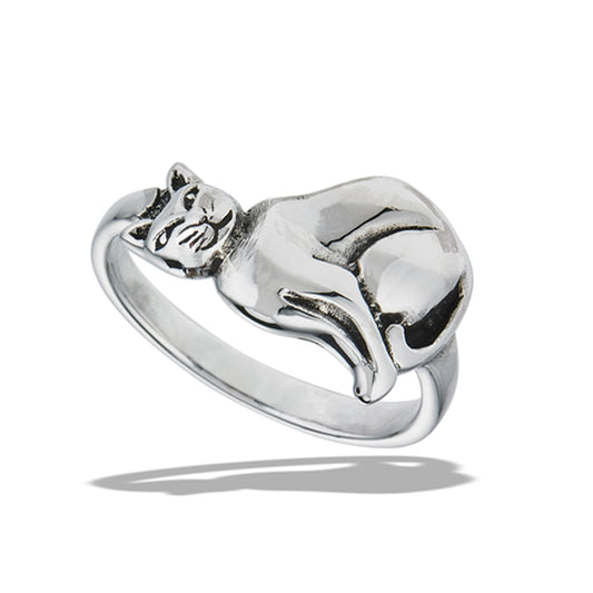 Cat Kitten Pussy Animal Promise Ring New .925 Sterling Silver Band Sizes 6-10