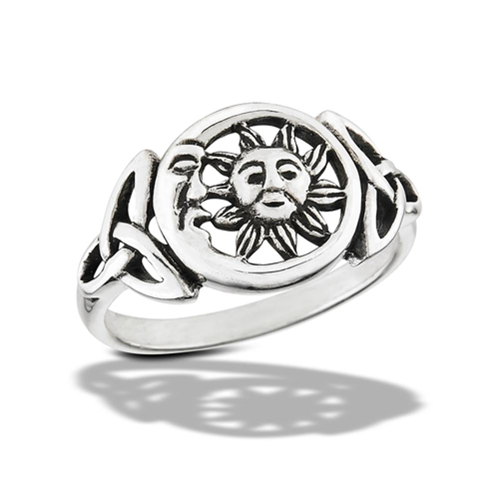 Sterling Silver Celtic Moon Sun Ring