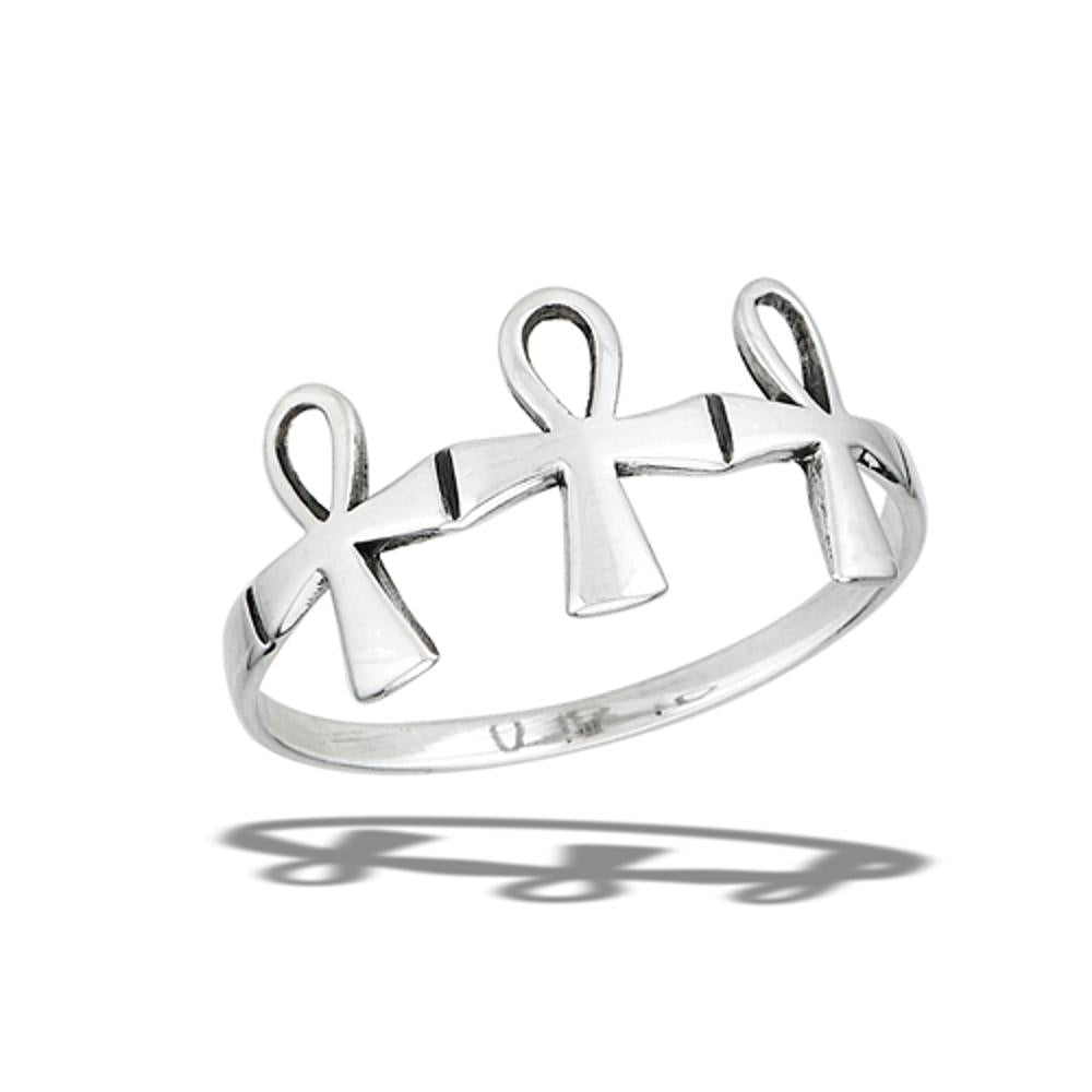 Sterling Silver Triple Ankh Ring