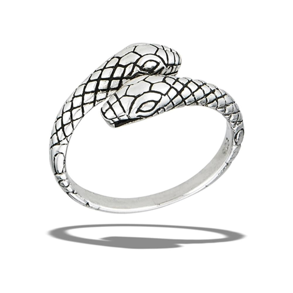 Sterling Silver Two Headed Snake Ring