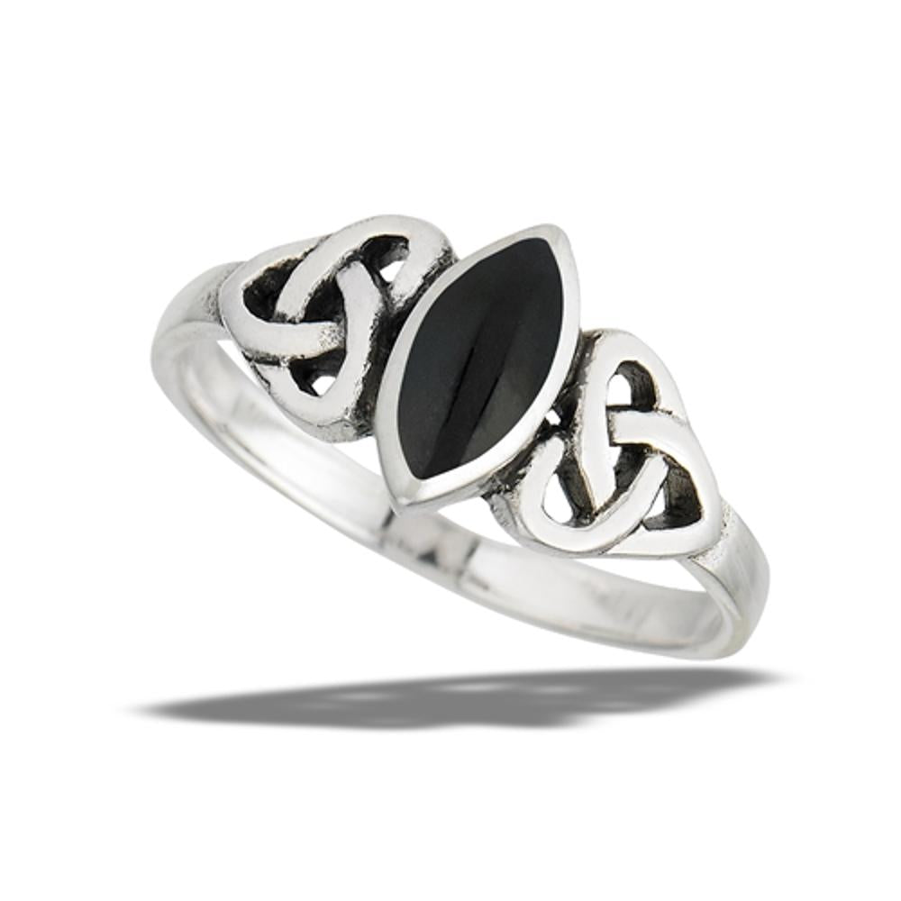 Sterling Silver Black Onyx Celtic Ring