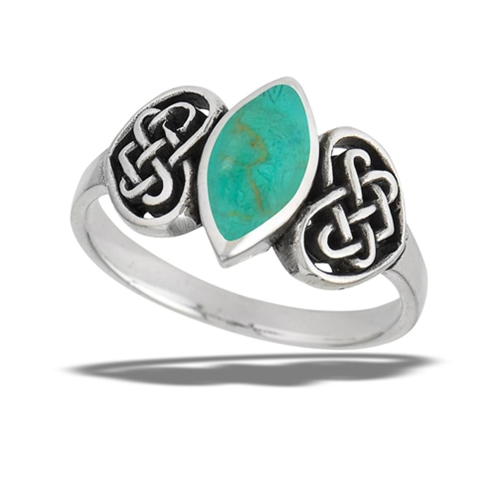 Sterling Silver Turquoise Celtic Heart Ring