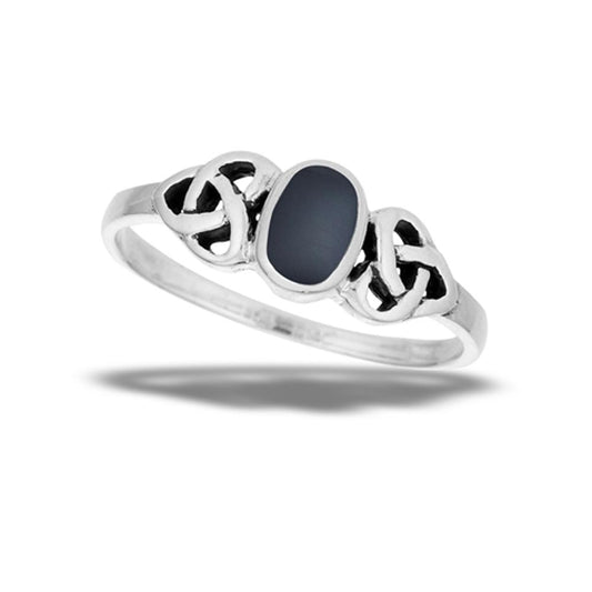 Sterling Silver Black Onyx Celtic Ring