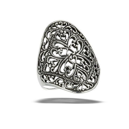 Sterling Silver Filigree Cocktail Ring