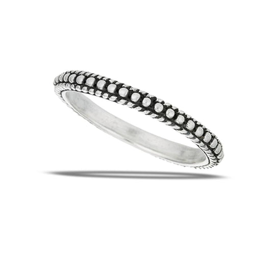 Sterling Silver Bali Beaded Stacking Ring