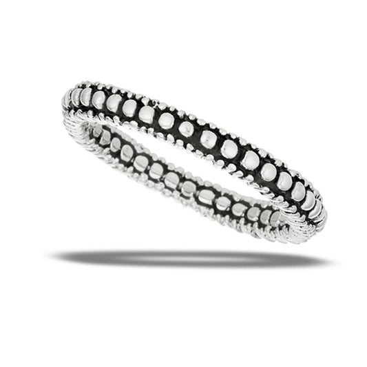 Sterling Silver Bali Beaded Stacking Ring