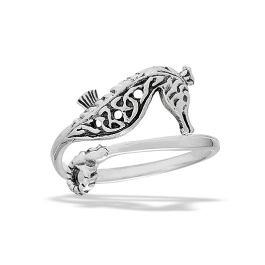 Sterling Silver Celtic Seahorse Ring