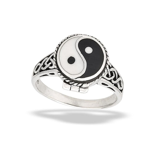 Sterling Silver Yin & Yang Poison Ring