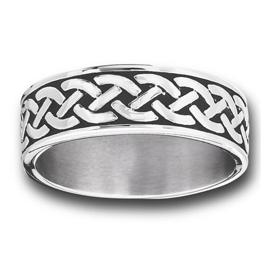 Celtic Infinity Braid Knot Woven Wedding Ring Stainless Steel Band Sizes 7-15