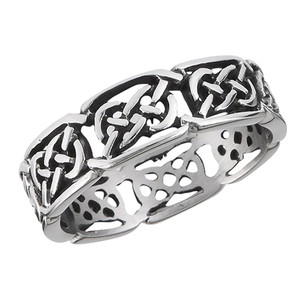 Eternity Celtic Infinity Knot Ring Stainless Steel Cute Filigree Band Sizes 8-15