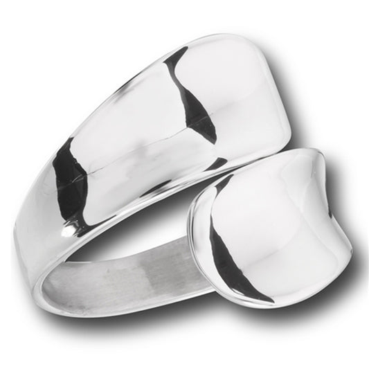 Modern Double Spoon Curved Concave Wrap Ring New Stainless Steel Band Sizes 6-10