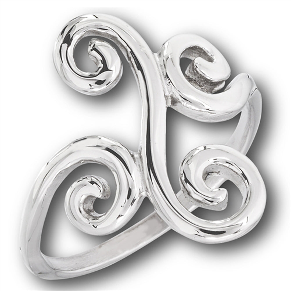 Filigree Spiral Swirl Open Modern Vine Ring New Stainless Steel Band Sizes 5-9