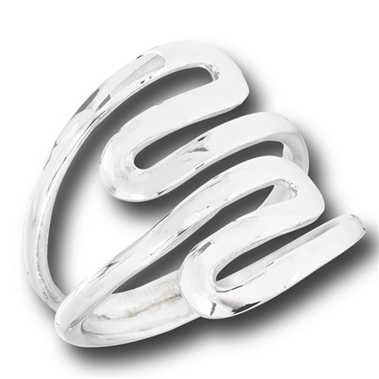 Open Endless Loop Wave Swirl Bar Knot Ring New Stainless Steel Band Sizes 6-10