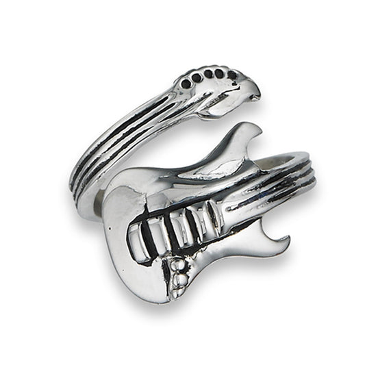 Guitar Music Instrument Ring Stainless Steel Open Adjustable Band Sizes 7-12