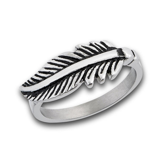 Stainless Steel Feather Ring